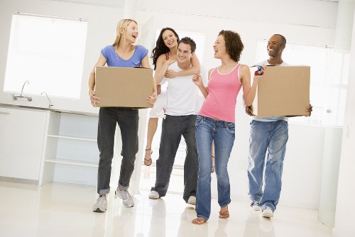 Removal van and moving boxes for a Surbiton home move