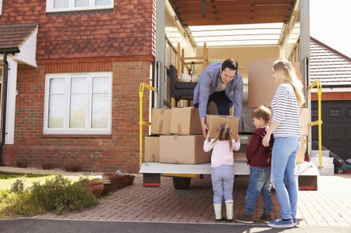 Removal vehicle loading near residential streets in Surbiton